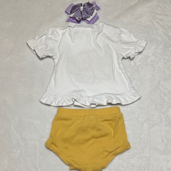 Girls LSU applique Geaux megaphone ruffle tee and bloomers 9mo - Picture 4 of 4